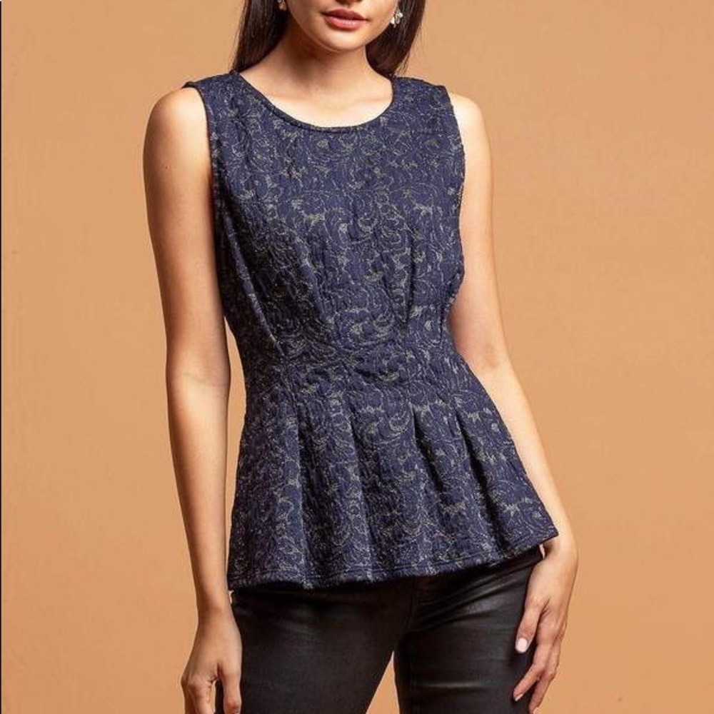 Anthropologie Eva Franco Metallic Peplum Top